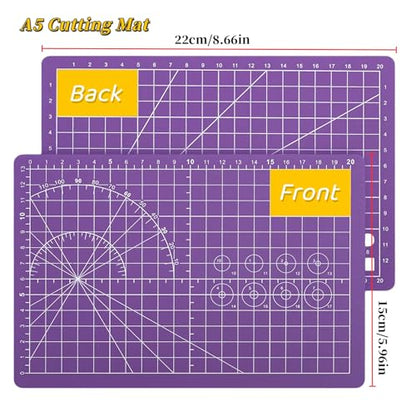A5 Self-Healing Cutting Pads, Small Cutting Mat, Professional Double Sided Durable Cutting Mat, Great for Hop Scrapbooking, Quilting, Fabric, Sewing Craft Projects (Purple, A5) - color: Purple