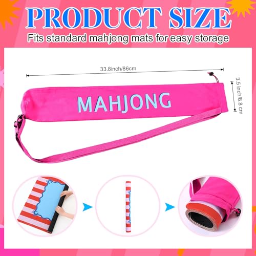 34 Inch Mahjong Mat Bag Storage Holder,Pink,Soild - color: Pink, style: Soild