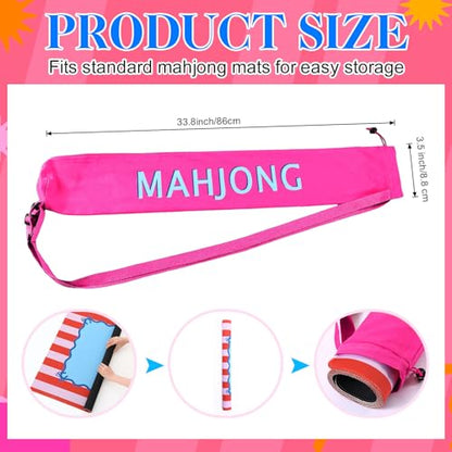 34 Inch Mahjong Mat Bag Storage Holder,Pink,Soild - color: Pink, style: Soild
