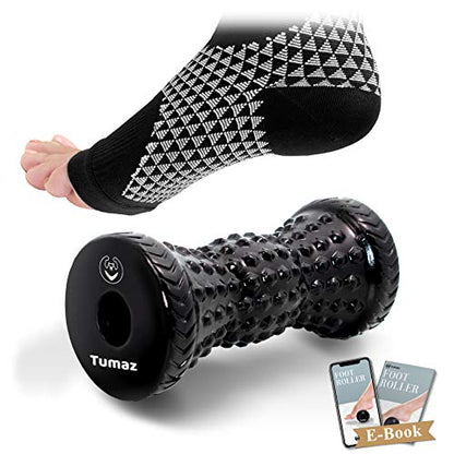 Tumaz Foot Roller for Deep Tissue Massage & Reflexology - color: Diamond(black) 2-piece Set
