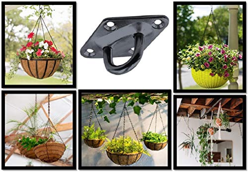 Heavy Duty Hammock Kits & Ceiling Hook Diamond Pad Eye Plates, 304 Stainless Steel & Black Zinc Galvanized Steel Corrosion Resistant, 2, 4 & 8 Packs - color: 2-Pack-Black-M6