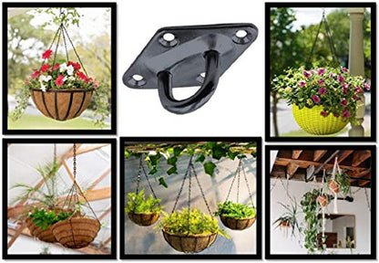 Heavy Duty Hammock Kits & Ceiling Hook Diamond Pad Eye Plates, 304 Stainless Steel & Black Zinc Galvanized Steel Corrosion Resistant, 2, 4 & 8 Packs - color: 2-Pack-Black-M6