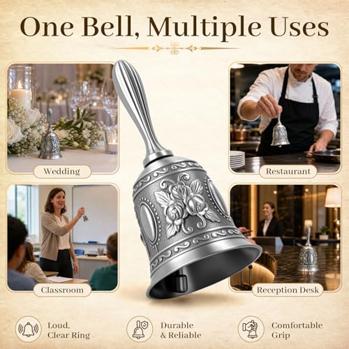 DOMESTAR Silver Hand Bell, Service Dinner Bell - color: Silver