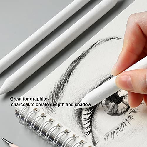 46 PCS Blending Stumps and Tortillions with Charcoal Stick | Sandpaper Pencil Sharpener Pointer, Compressed Charcoal Sticks, For Student Artist Sketch Drawing Shading - size: 46 Pcs Set
