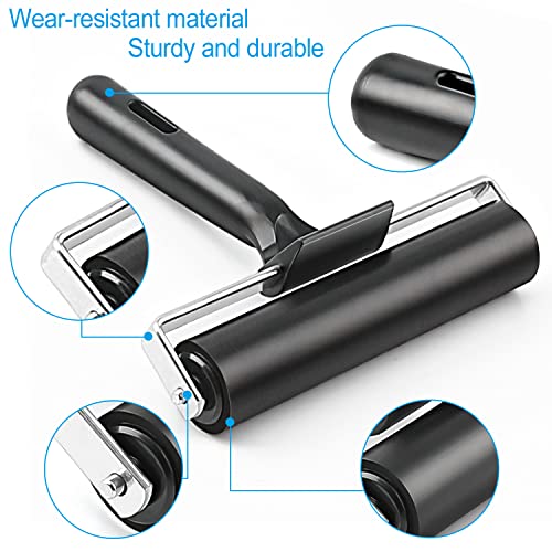 Rubber Roller, Ideal for Anti Skid Tape Construction Tools, Print, Ink and Stamping Tools (6-Inch, Black) - size: 6-Inch