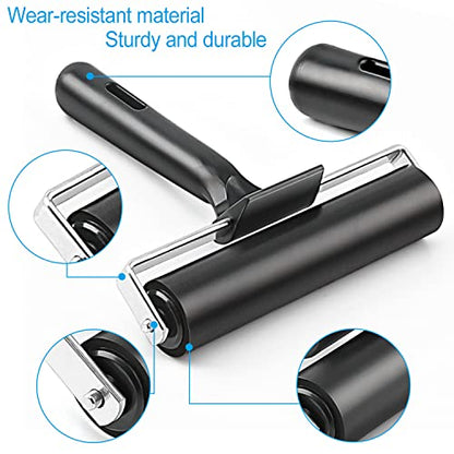 Rubber Roller, Ideal for Anti Skid Tape Construction Tools, Print, Ink and Stamping Tools (6-Inch, Black) - size: 6-Inch