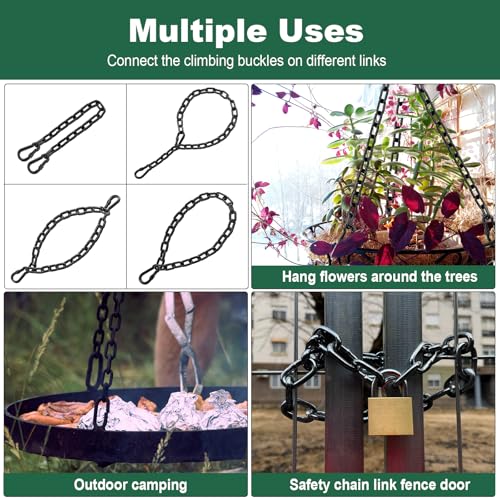 20 Inch Heavy Duty Swing Chain Kit with Automatic Locking Buckles, Galvanized Steel Hanging Chain, 660 LBS Load Capacity for Hammock, Swing Set, Aerial Yoga