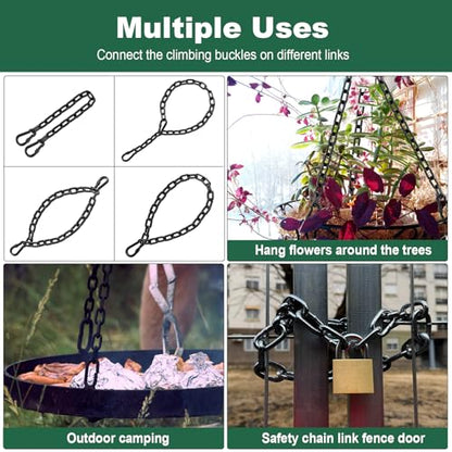 20 Inch Heavy Duty Swing Chain Kit with Automatic Locking Buckles, Galvanized Steel Hanging Chain, 660 LBS Load Capacity for Hammock, Swing Set, Aerial Yoga