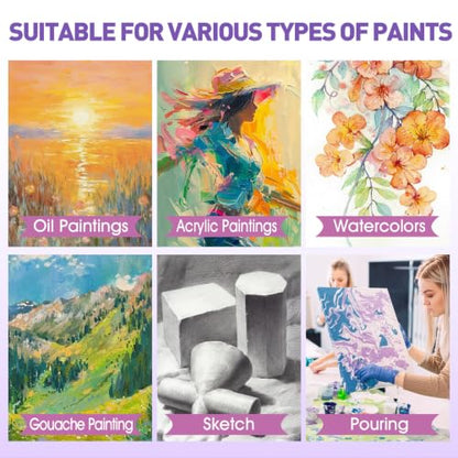 ESRICH Stretched Canvas for Painting 12x12 Inch, 3 Pack Square Painting Canvas -5/8 in Profile Primed Cotton White Blank Canvases for Painting for Oil & Acrylic Paint - size: 12x12in