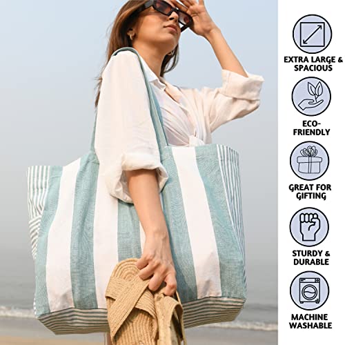 Folkulture Beach Bags for Women, Waterproof, Beach Must Haves -17x14 inch - color: Stone Blue