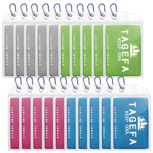 Cooling Towels 20 Pack, 40"x 12" Cooling Rags Neck Wraps for Sports with Carrying Pouch, Gym Cooling Neck Towels for Hor Weather, Sweat, Fitness, Travel - color: 5grey5green5red5blue
