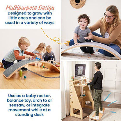 ECR4Kids Balance Board, Montessori Toy, Grey - color: Grey