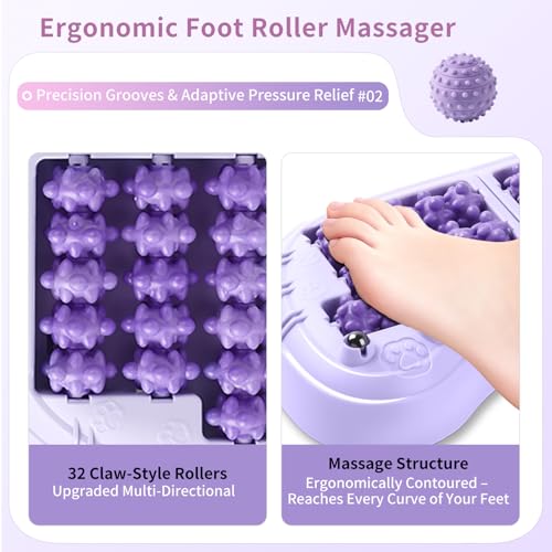 Foot Massager for Plantar Fasciitis Relief, Foot Roller with Massage Ball,Neuropathy Pain Relief Foot Massage,Gift for Adult (Includes Reflexology Chart)