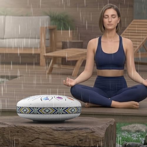 REGIS Steel Tongue Drum, Rain Drum for Outside Garden, Waterproof Meditation Rain Chime, UV-Printed Notes & Geometric Design, with Bag, Mallets & Music Book(White 6.5 Inch 13 Notes) - color: White
