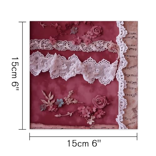 Scrapbook Paper, 24 Sheets 6"×6" 160gsm Single-Sided Patterned Cardstock | Vintage Decopodge Scrapbook Supplies, Junk Journal Decorative Crafts DIY Album Card Making Art Journaling.Pearl Lace - color: 24 sheets-pearl lace