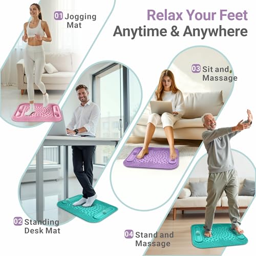 Foot Massage Mat with Two Massage Balls, 5-Zone Acupressure & Reflexology Mat for Various Stimulation, Portable Pressure Point Pad for Feet Relaxation, Pain, Fatigue Relief(Purple) - color: Purple