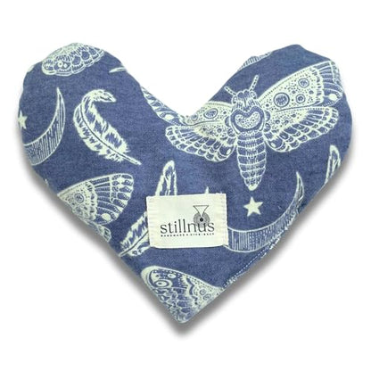 Stillnus Weighted Heart Eye Pillow with Organic Lavender & Flaxseed – Relaxation Gift for Women, Meditation Tool, Mindful Rest, Cooling Eye Mask, Wellness Self-Care Kit - style: Moth Study