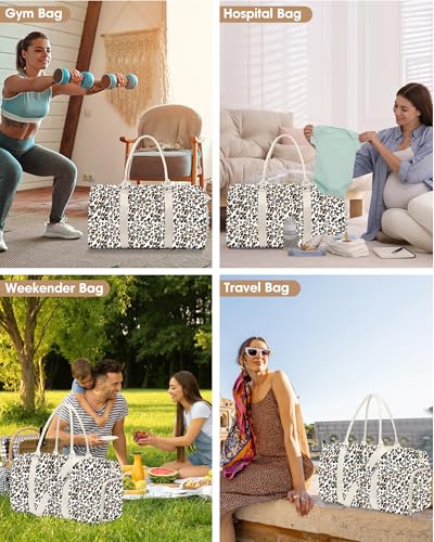 Women Weekender Travel Duffle Bag: Travel Duffel Overnight Bags with Shoe Compartment Large Carry on Tote with Toiletry Bag Weekend Traveling Yoga Gym Hospital Bag for Women with Wet Pocket Leopard - color: 12-Leopard Print, size: Large