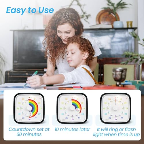 Yunbaoit Rainbow Visual Timer for Kids, 60-min Countdown Timer, Black - color: Black Rainbow