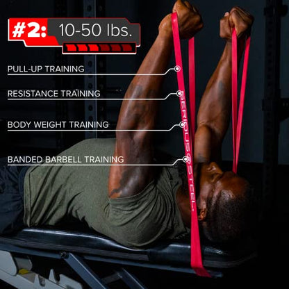 SERIOUS STEEL FITNESS Assisted 41" Pull-Up Band, Resistance & Stretch, Powerlifting & Pull-up Assist Loop (Single Band) - style: #2 (10-50 lbs)