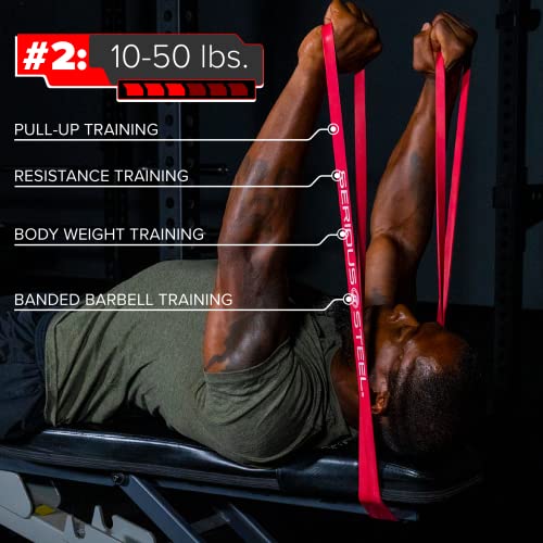 Serious Steel 41" Assisted Pull-up Band, Heavy Duty Resistance Band Sets, Stretching, Powerlifting, Resistance Training and Pull Up Assistance Bands - color: 2-Band Set (#2 #3)