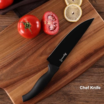 ROMANTICIST Kitchen Knife Sets, 10PCS High Carbon Stainless Steel Knife Sets with Block, Black Knife Block Set, Knives Set for Kitchen with Anti-slip Handle, Exquisite Knives Set New Home Essentials - color: Silver square knife block