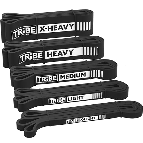 Long Resistance Bands Set, 5 Pull Up Assistance Bands for Working Out - color: Black
