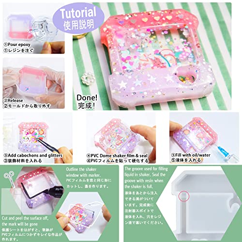 Resin Shaker Molds Set Game Consoles, Bottle, Cat's Paw, Crystal Ball 10 Silicone Trays with 5 Seal Films - color: Kawaii Charms (2-3inch) Craft Pack of 15