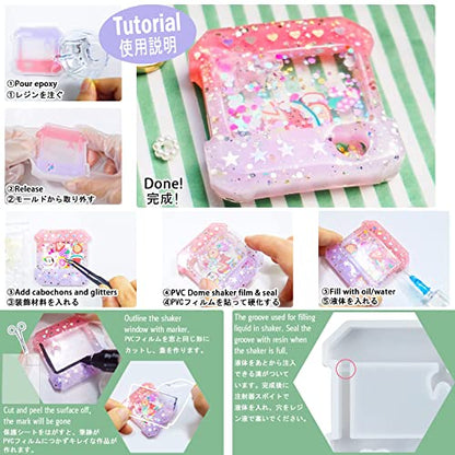 Resin Shaker Molds Set Game Consoles, Bottle, Cat's Paw, Crystal Ball 10 Silicone Trays with 5 Seal Films - color: Kawaii Charms (2-3inch) Craft Pack of 15