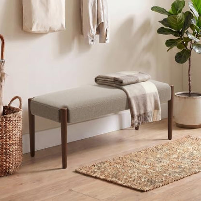 Usaint 42" End of Bed Bench with Wood Legs, Brown with Walnut Leg - color: Brown With Walnut Leg