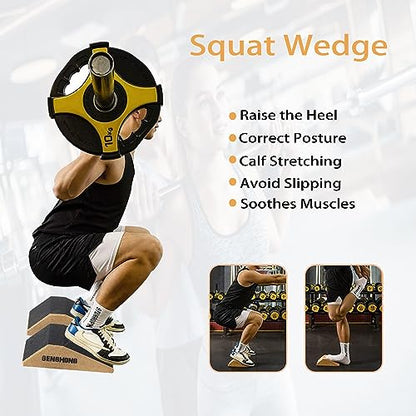 Squat Wedge Block Slant Board for Squats Squat Wedge for Heel Elevated Squat Professional Squat Ramp 2PCS
