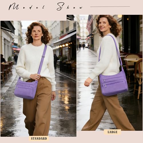 VOLGANIK ROCK RFID Purses for Women Fabric Nylon Multi Pocket Crossbody Bag Ladies Travel Handbag - color: Lavender, size: Standard