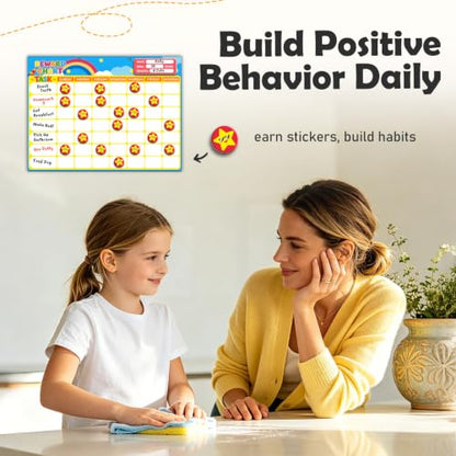 Magnetic Reward Chart for Kids, Customizable Dry Erase Weekly Chore Chart - size: 1 Kid-Stars