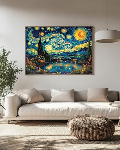 Starry Night Diamond Art Kits for Adults, Crafts 5D Diamond Painting Dot Kit for Adult Beginners, Landscape Van Gogh DIY Round Dots Full Drill Diamonds Paintings Art for Home Wall Decor Gifts 12X16 In - color: C05