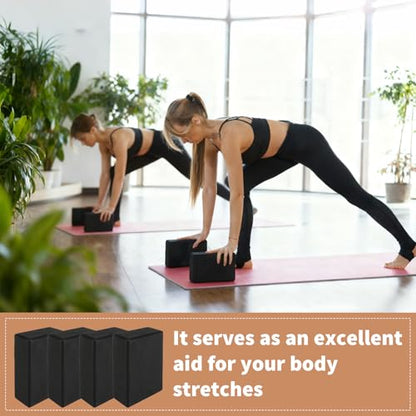 12 Pcs Foam Eva Yoga Blocks Bulk Yoga Supportive Blocks Black Non Slip Lightweight Bricks Prop Accessories for Men Women Beginners Meditation Pilates and Stretching