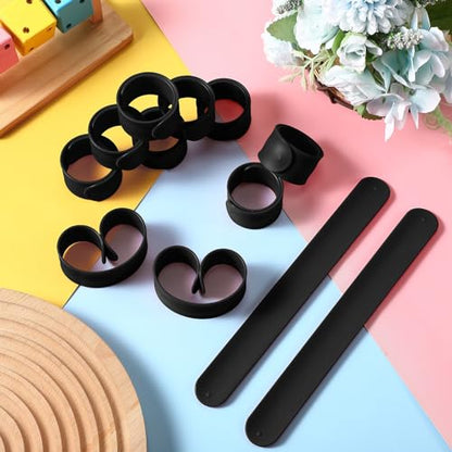 Gemscream 12 Pcs Silicone Slap Bracelets DIY Slap Bands Party Favors Bulk Blank Soft Wristband Wrist Snap Band for Craft Project DIY Painting Birthday Party Halloween Christmas - color: Black