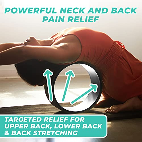 Yoga Back Roller - Yoga Wheel for Stretching and Back Pain Relief - Back Stretcher - Foam Roller - Best Balance Accessory for Stretching - Thick Padding for Comfort - Improve Flexibility
