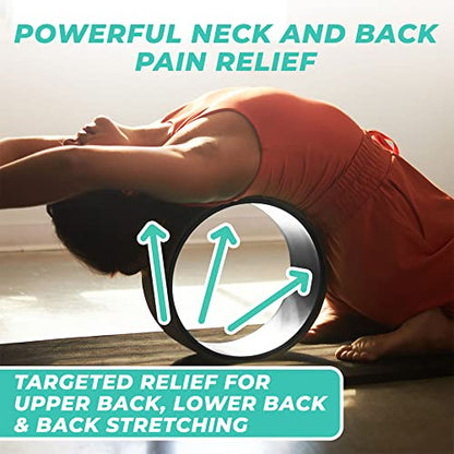 Yoga Back Roller - Yoga Wheel for Stretching and Back Pain Relief - Back Stretcher - Foam Roller - Best Balance Accessory for Stretching - Thick Padding for Comfort - Improve Flexibility