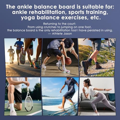 Balance Board for Foot Ankle Rehab, Physical Therapy Board for Plantar Fasciitis Ankle Sprain Achilles Pain, Single Leg Balance Trainer for Home Use with Exercise Guide