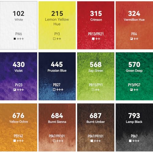 PHOENIX Watercolor Paint Tubes Set - 12x12ml / 0.4 Fl Oz Non-toxic Water Color Paint Adult Set, Watercolors Painting Supplies Art Paints for Beginners - color: 12 x 0.4 Fl Oz