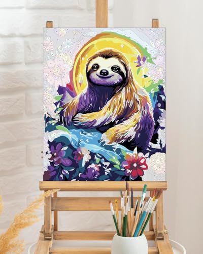 TOCARE Sloth Paint by Numbers Kit for Adults, Sloth Paint by Number Canvas Kit for Kid, Acrylic Adults' Paint-by-Number Kits for Animals Lovers 16x20inch (Without Framed) - color: TC-OPC-348