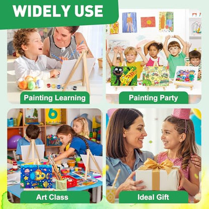 ESRICH 5 Pack 8x10 Canvas and Easel Set, Mini Acrylic Paint, Paint Brushes, Palettes, Aprons, Paint Kits for Adults Couples Friends Date Night Painting Party Supplies