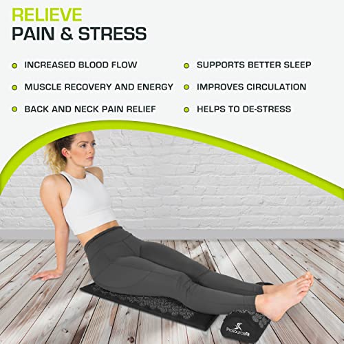 ProsourceFit Acupressure Mat and Pillow Set for Back/Neck Pain Relief and Muscle Relaxation, Large - Black/Black - color: Large - Black/Black, size: Large