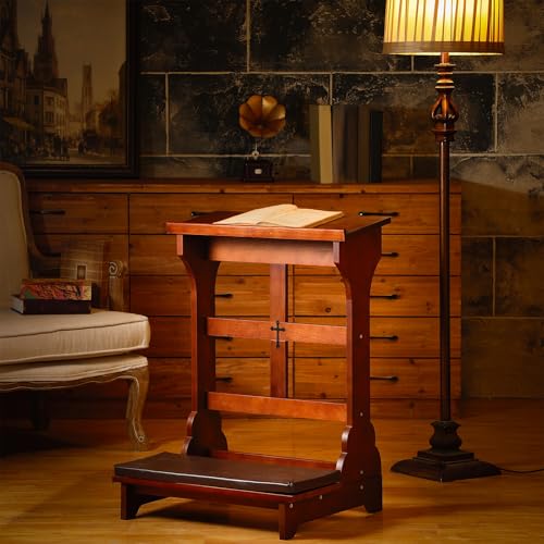 DoubleFill Wood Prayer Kneeler with Shelf and Cushion,Simple Style - color: Colorful, style: Simple Style