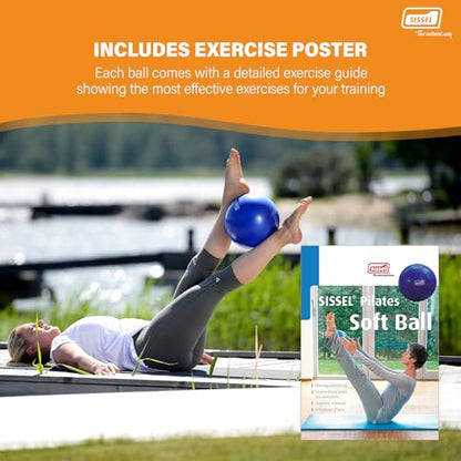 SISSEL Pilates Soft Ball Gray | 8.5 in | Phthalate- & Latex-Free PVC | for Deep Relaxation & Muscle Strengthening | 340 lbs Capacity | Includes Exercise Guide - color: Blue, size: 10"