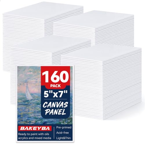 160 Pack 5x7 Inch Small Painting Canvas Boards for Kids Blank Canvas Panels | White 100% Cotton for Acrylics Oil Watercolor Tempera Paints Art Class Supplies - size: 5"x7"- 160pcs