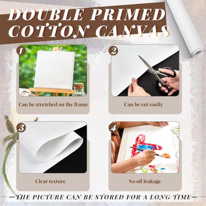 Kinlop 36 Inch x 10 Feet Double Primed Cotton Canvas White Canvas Roll for Oil and Acrylic Paint - color: White, size: 36 Inch X 10 Feet