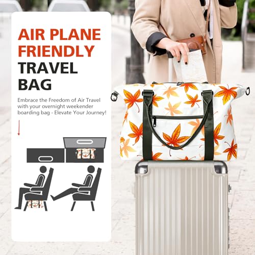 TOPBAG Travel Duffle Bag, Waterproof Weekender Carry On Tote Bags for Women, Sport Gym Bag for Men, Hospital Bag for Labor and Delivery, Overnight Luggage Bag with Trolley Sleeve Coral - color: Maple Leaf