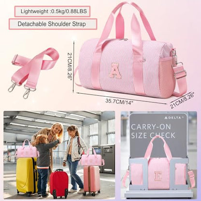 Girls Gym Bag Dance Bags Personalized Initial Ballet Bags Travel Tote with Adjustable Straps,Birthday Gifts for Women Girls Kids Teens (Pink-M) - color: Pnk, style: M
