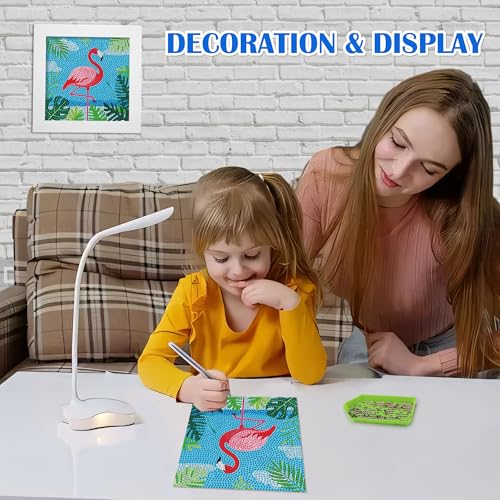Leixonl Diamond Art Kits for Kids with Framed (7 in) Cartoon Animals DIY Gem Art Painting - Arts & Crafts Gifts for Beginners & Teens (Flamingo) - color: Flamingo